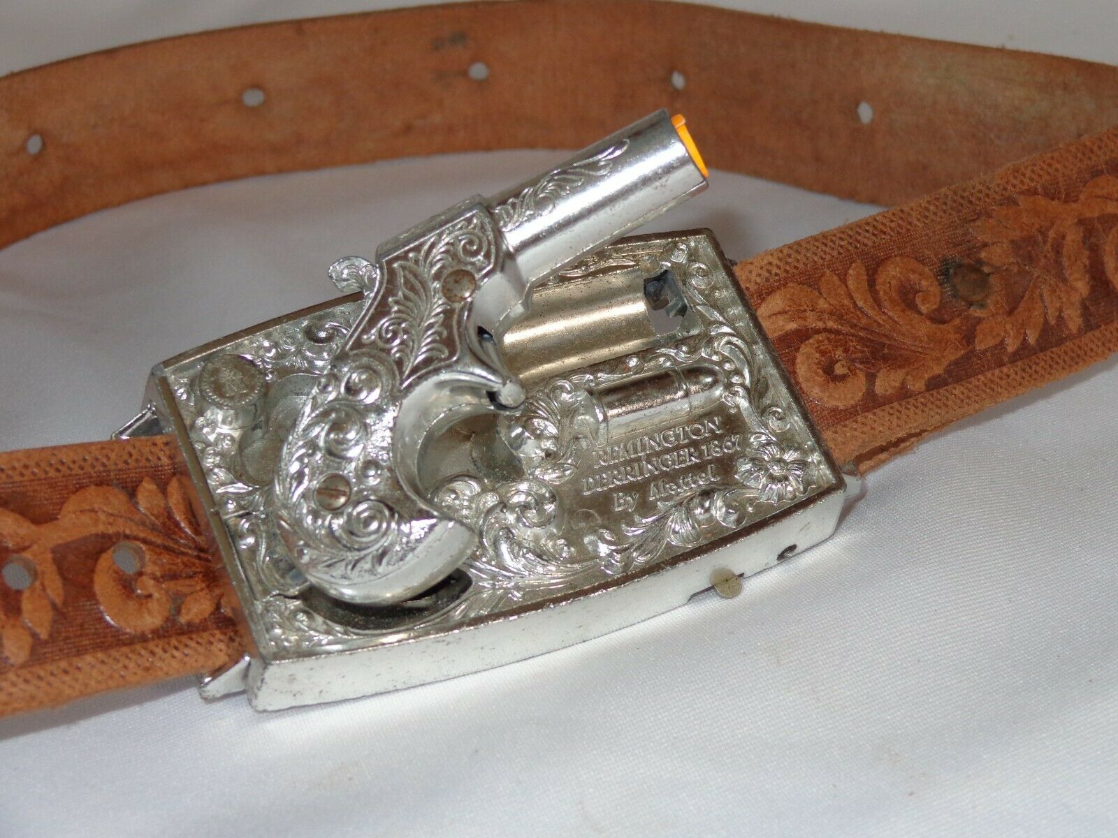 1959 Mattel 1867 Remington Derringer Toy Gun Mechanical Belt Buckle Belt